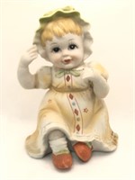 VIntage 7" GIRL Bisque PORCELAIN Figurine