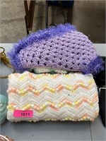 LOT OF HANDMADE BABY BLANKETS MORE