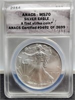 2014 Slab Silver Eagle ANACS MS70