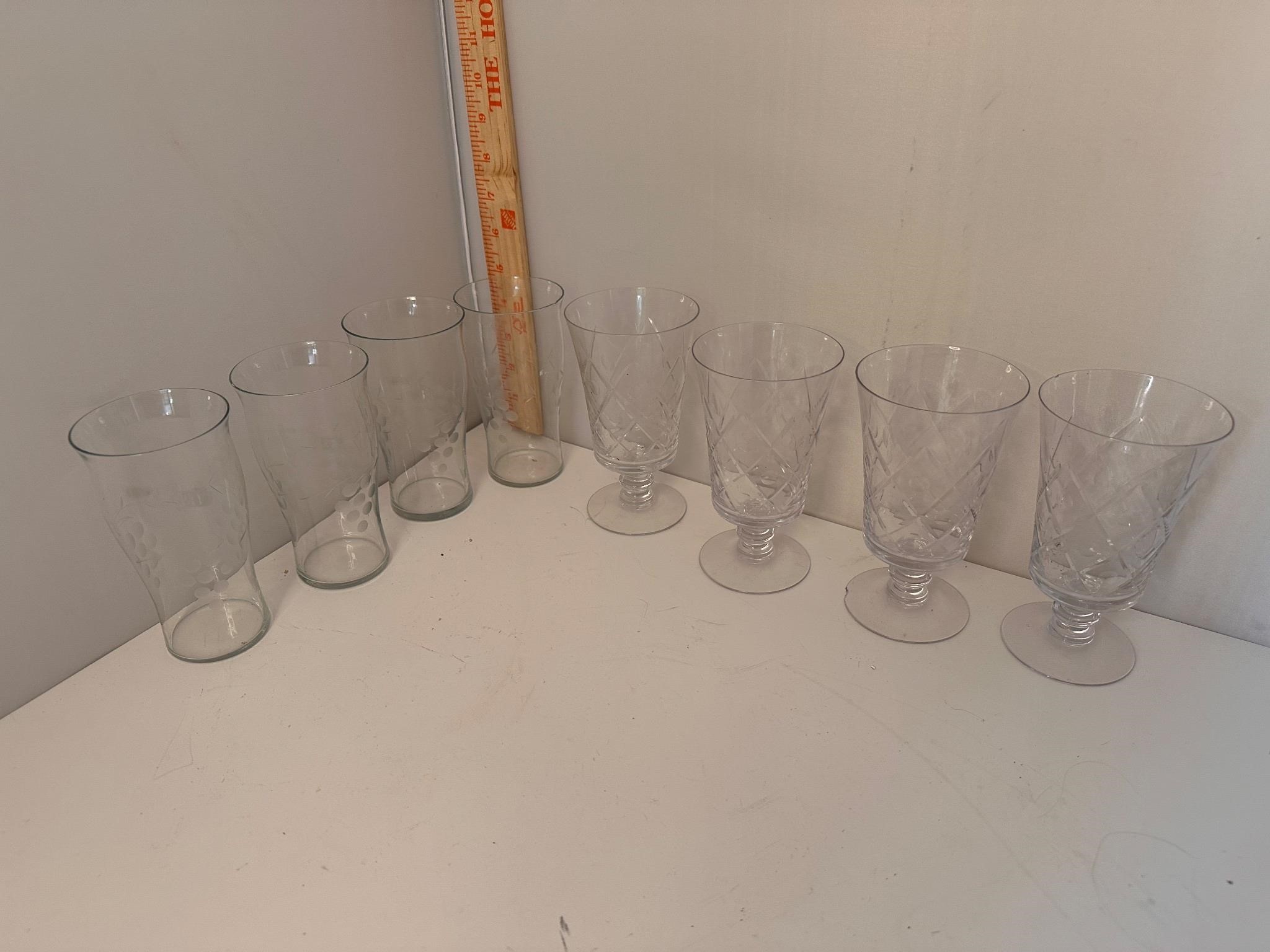 2 sets of 4 glasses