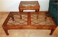 810 - SOLID WOOD COFEE & MATCHING END TABLE