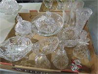 COLLECTION OF CRYSTAL BOWLS, BELLS & MISC