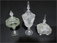 COLLECTION OF CRYSTAL CANDY DISHES WITH LIDS