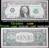 1969B $1 Green Seal Federal Reserve Note (Boston.
