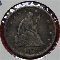 1875 S Seated Liberty Silver 20 Cent Piece