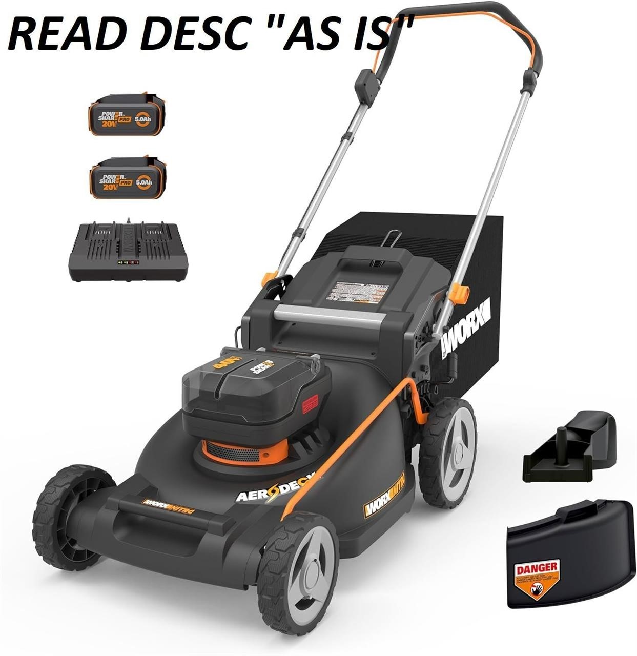 Worx Nitro 40V 21" Push Lawn Mower- AS IS