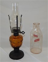 Oil Lamp Amber Glass Fairmont Milk Bottles