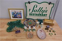 Sign, Art and Figurine Lot