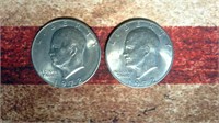 2 x 1972 D Ike Dollars