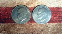 2 x 1972 D Ike Dollars