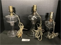 3 Glass Electric Lamp Bases.