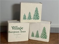 Three Dept. 56 Village Evergreen Tree Sets