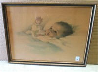Antique Framed Picture of Baby