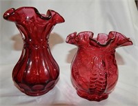 Fenton Flute & Dot Optic Lattice Vases