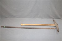 Lot Metal Pry Bar & Pick Axe