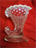 Fenton Opalescent Hobnail Cornucopia 6" tall