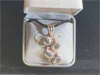 .925 Silver Pendant 1 carat Aquarius Germ Stones