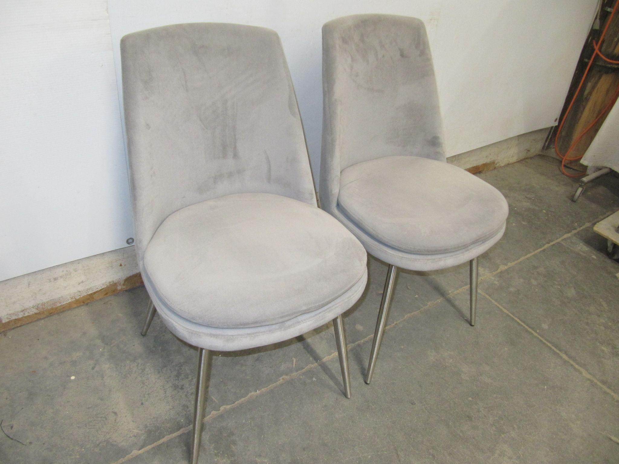 2 UPHOLSTERED CHROME OCCASIONAL CHAIRS