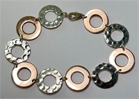 Unique Sterling Disc Bracelet 14 Grams Twt 7"