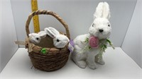 2PC NEW ASHLAND WHITE BUNNY & BASKET 13"&11" TALL