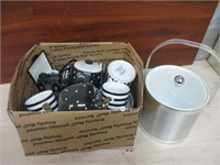 Box of Misc. Black & White Decor + Ice Bucket