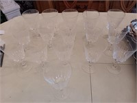 15 crystal stem goblets, 7 inches tall.