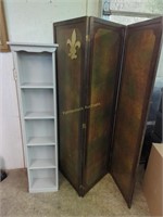 painted wood bookshelf & dressing screen