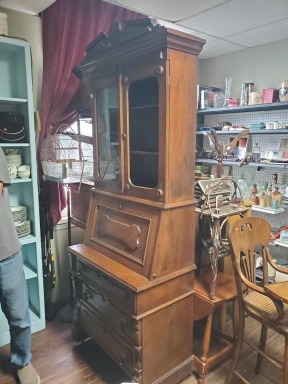 18th Century 2 Pc. Drop Front Desk w/Tear Drop