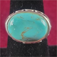 .925 Silver Ring with Turquoise Center Stone and