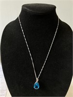 20" necklace - blue topaz sterling pendant