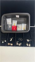Lot of sterling 5 charms and 8 pair of earrings