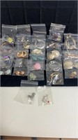 Lot of 24 pair earrings and 2 pins