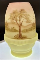 Fenton Burmese Woodland Scene 2pc Fairy Lamp by: