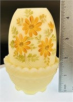 Fenton Daises on Cameo HP 2pc Fairy Lamp