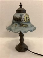 Accent Lamp with Ruffled Edge Glass Shade