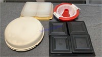 Tupperware relish trays, & jello molds