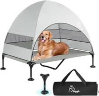 Elevated Dog Bed with Canopy, Portable Raised