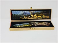 lockblade knife - deer theme , giftbox