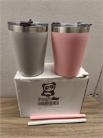 2X PANDAEAR 8OZ STAINLESS STEEL TUMBLERS WITH...