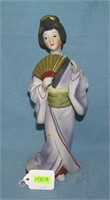 Asian fan girl hand painted bisque figure