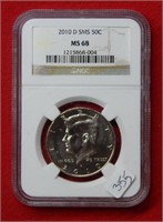 2010 D Kennedy Half Dollar SMS NGC MS68