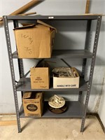 Metal shelf with contents