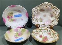 4 VARIOUS HAND PAINTED ANTIQUE BOWLS