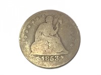 1853 Seated Liberty Quarter, Arrows & Rays