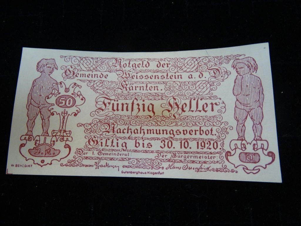 1920 Austrian Notgeld 50 Heller Bank Note