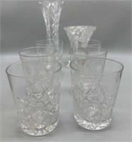 Crystal Vases and (6) Bourbon Tumblers