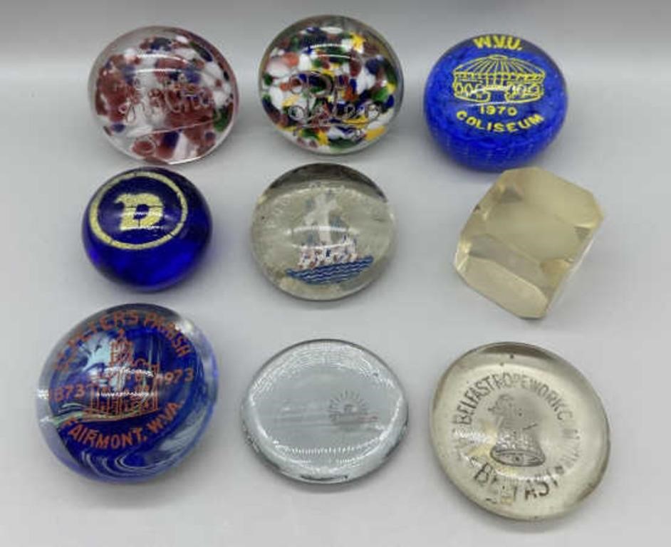 (9) Glass Paperweights