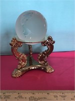 Glass Globe on Pretty Gold Colored Metal Stand