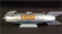 Vintage 8 inch metal mechanical Rocket  bank