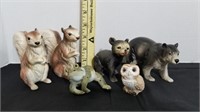 Lot of 6 Figurines - 2 Enesco Squirrels.